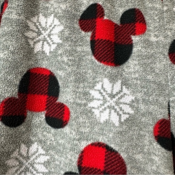Disney Christmas Buffalo Plaid Mickey Print Plush Pajama Pants, Large - Picture 2 of 6